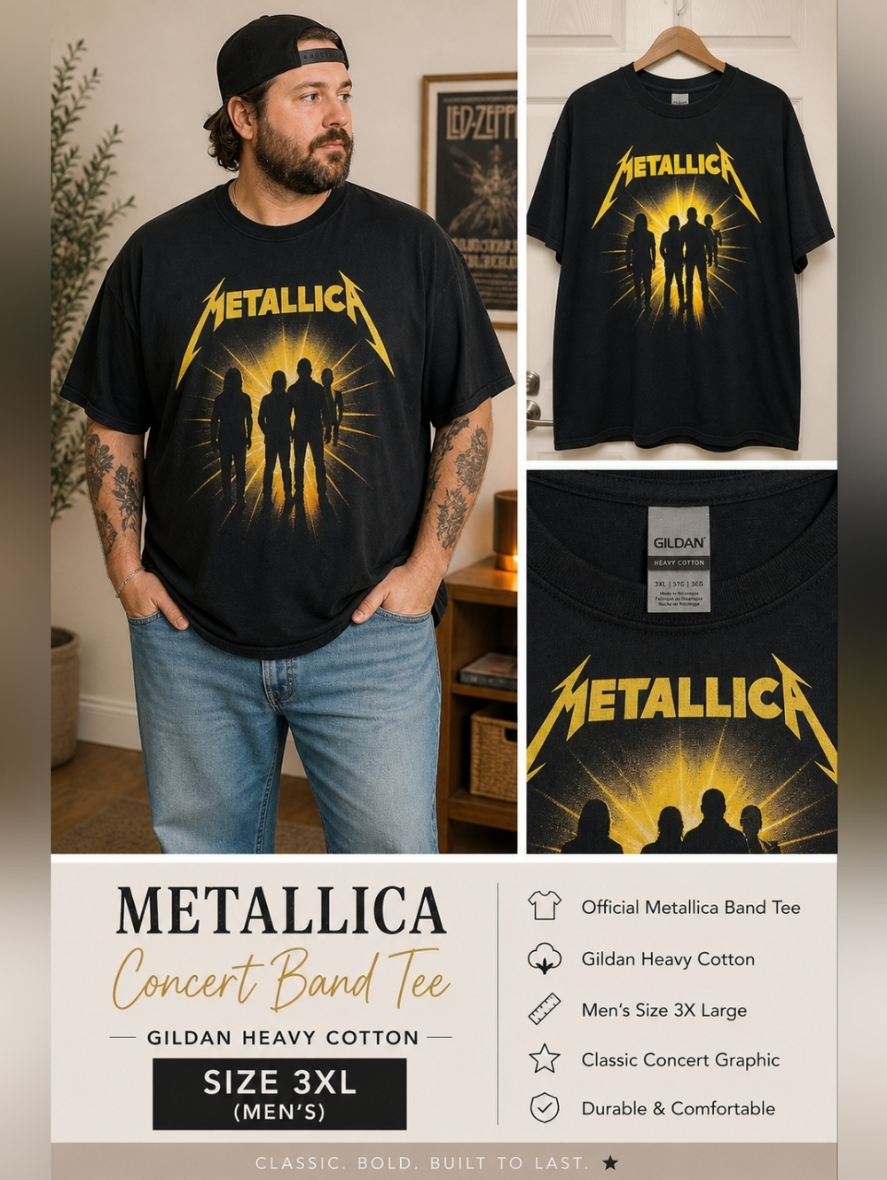 Metallica Concert Band Tee Size 3XL Gildan Heavy Cotton NWT New